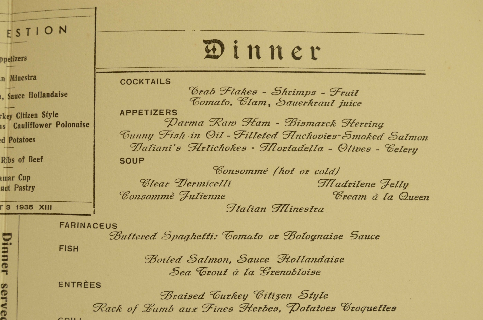 Transatlantico REX/R578-Menu del 1935
