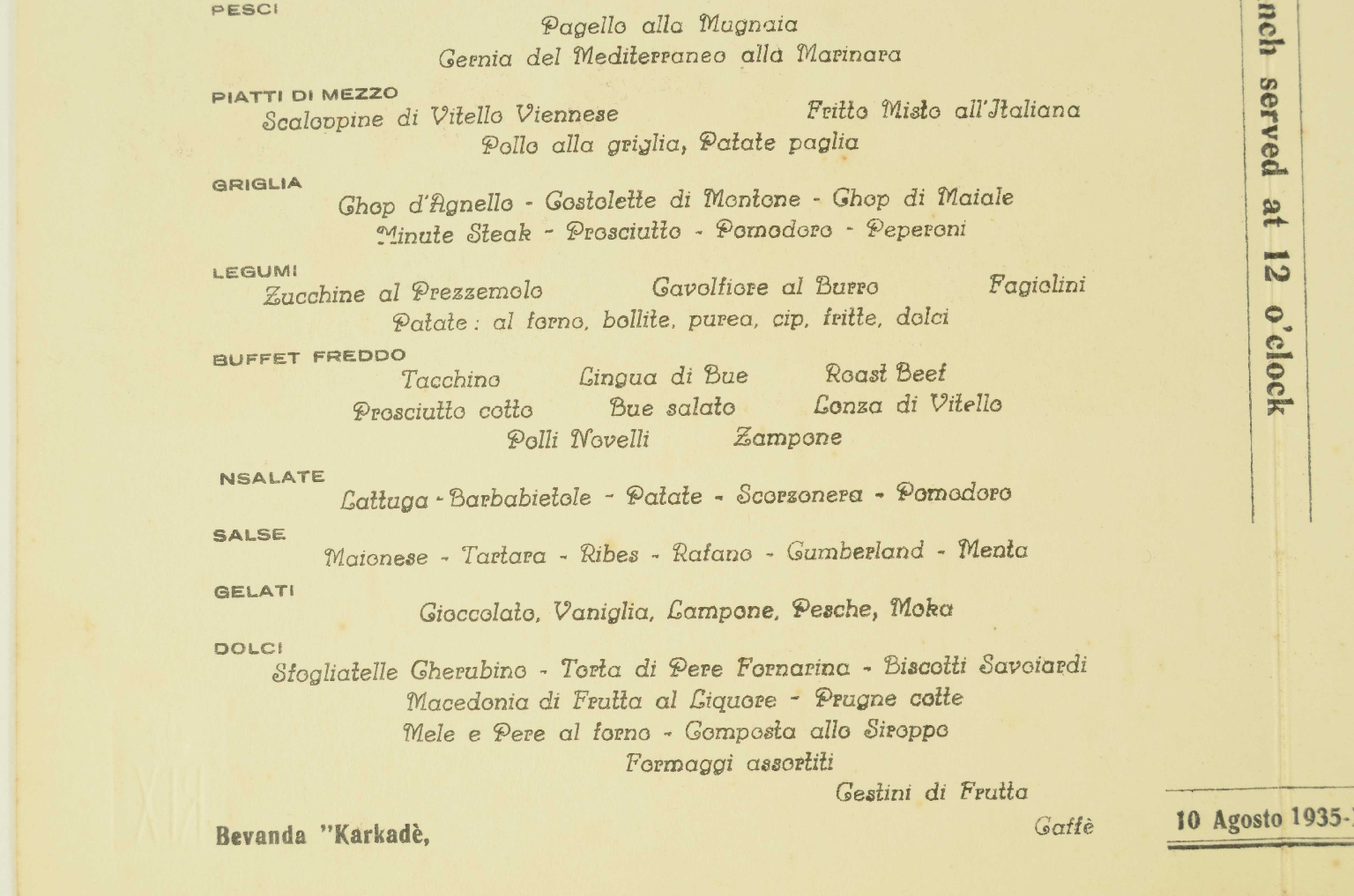 Transatlantico REX/R579-Menu del REX