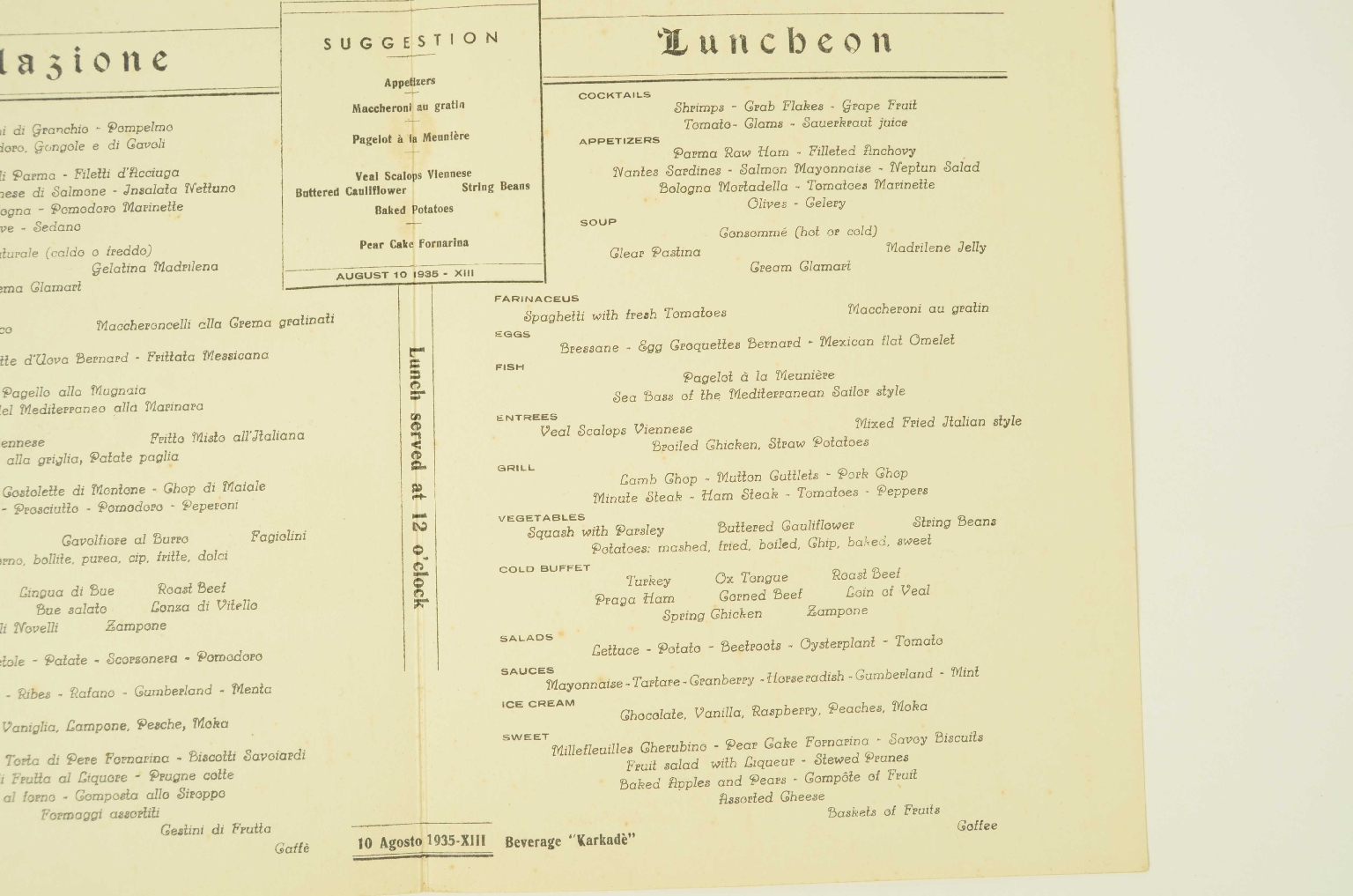 Transatlantico REX/R579-Menu del REX