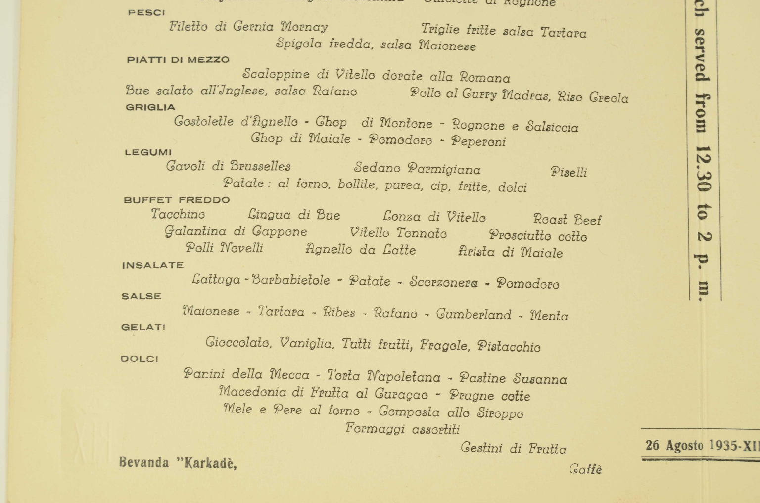 SS REX/R580a-Menu First Class