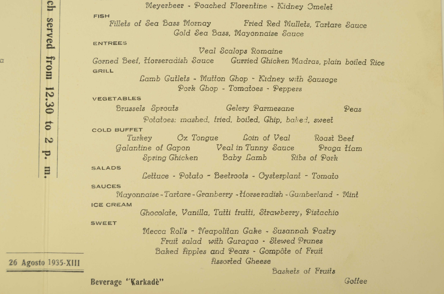 SS REX/R580a-Menu First Class
