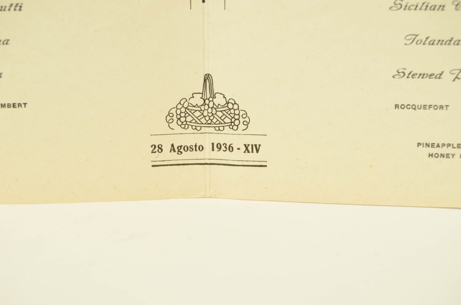 SS REX/R581-First Class Menu