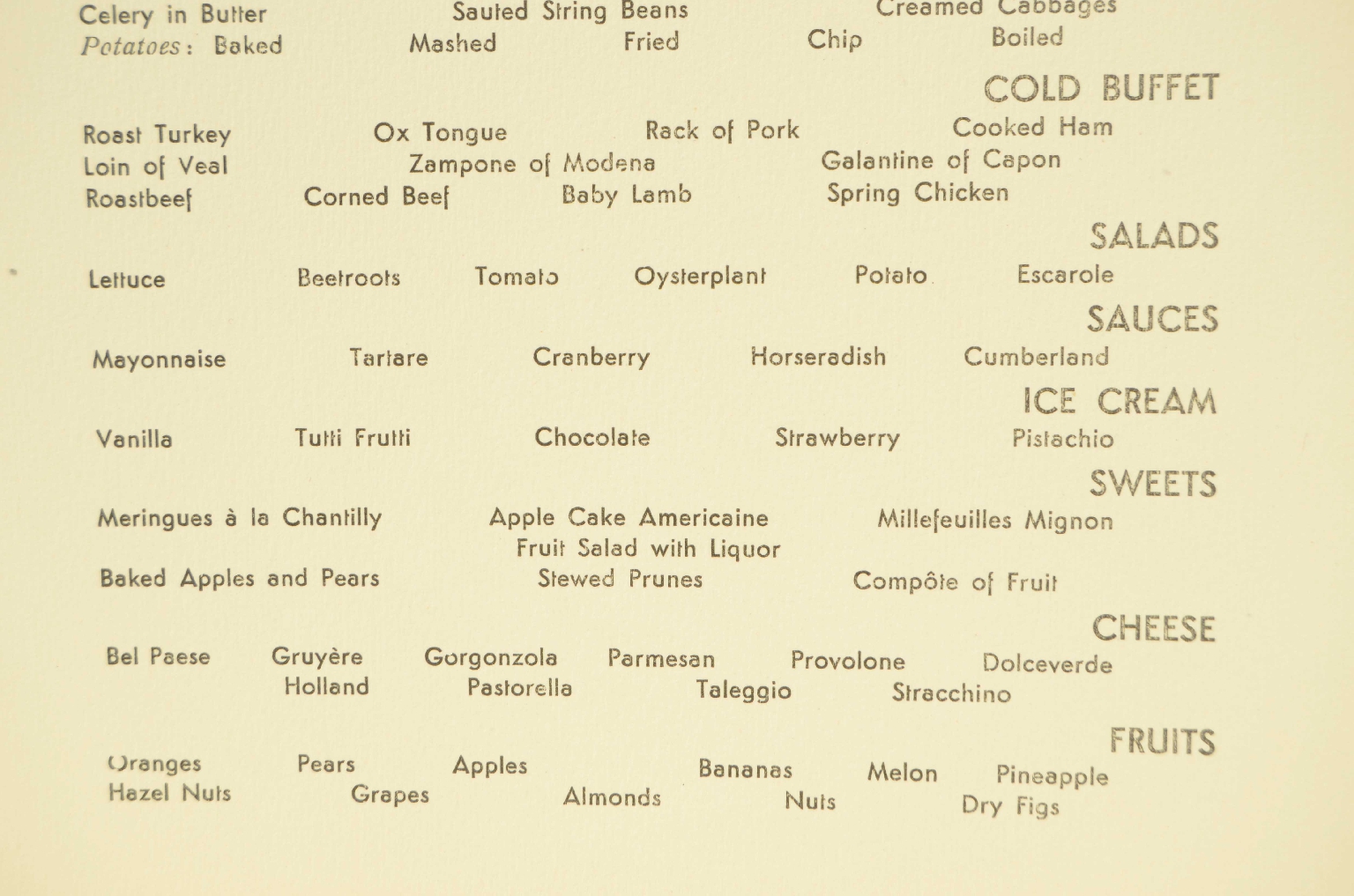 SS REX/R597-First-Class Menu REX