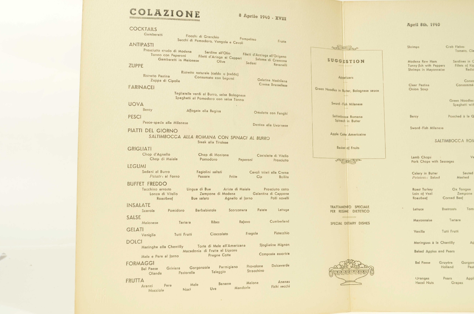 SS REX/R597-First-Class Menu REX