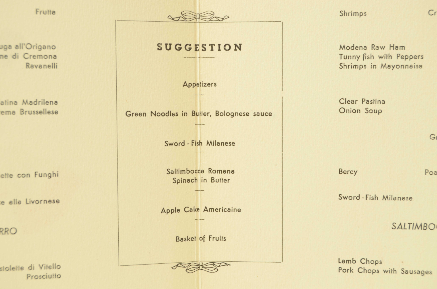 SS REX/R597-First-Class Menu REX