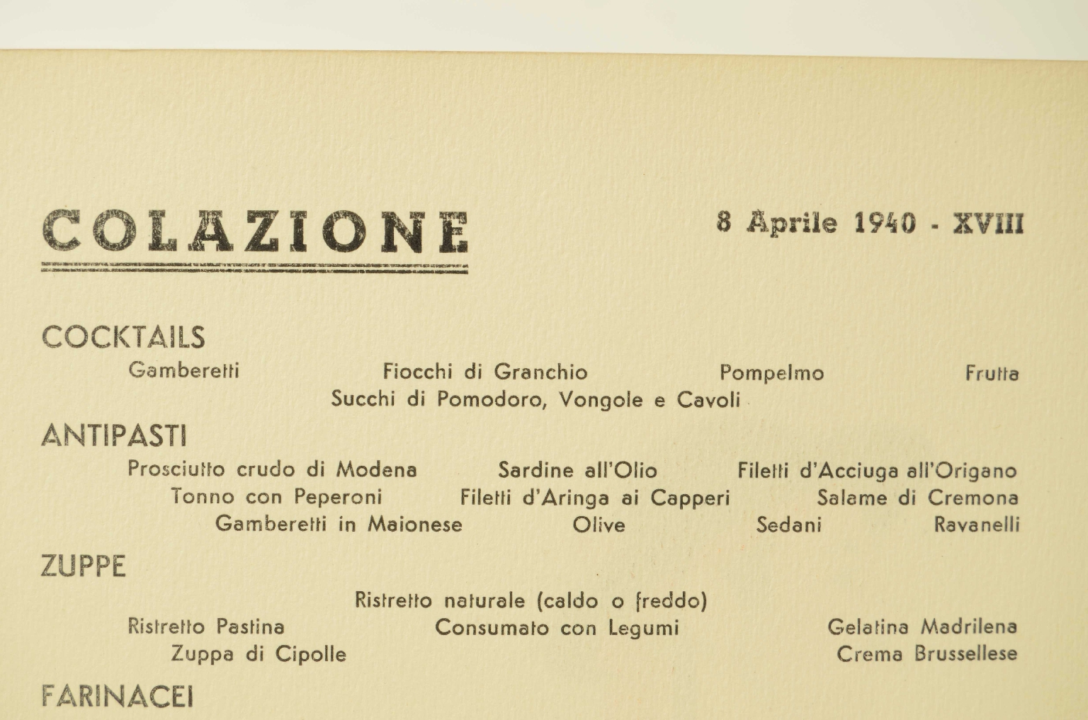 SS REX/R597-First-Class Menu REX