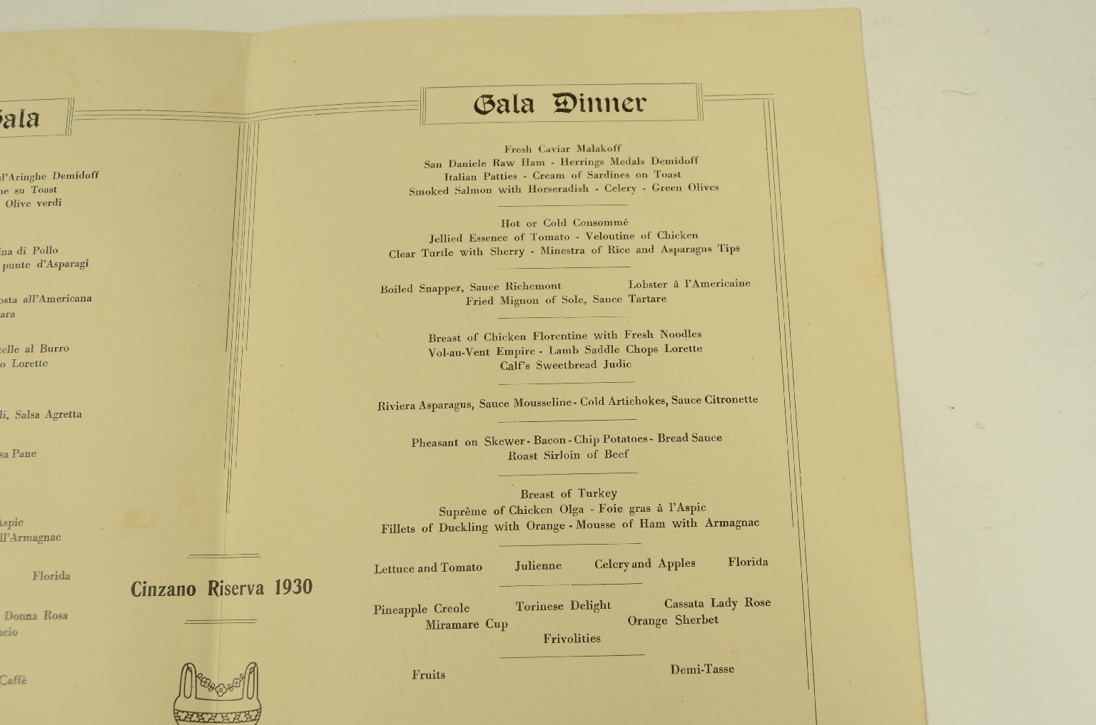 SS REX/R600-Menu for April 1940