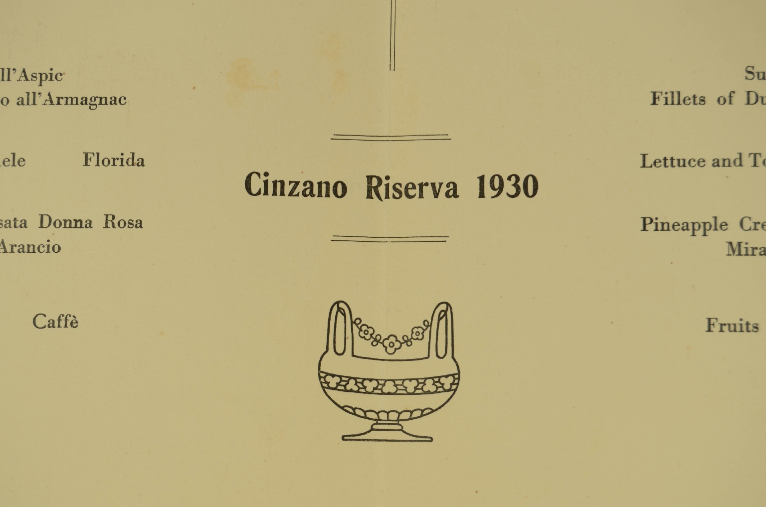 Transatlantico REX/R600-Menu Aprile 1940