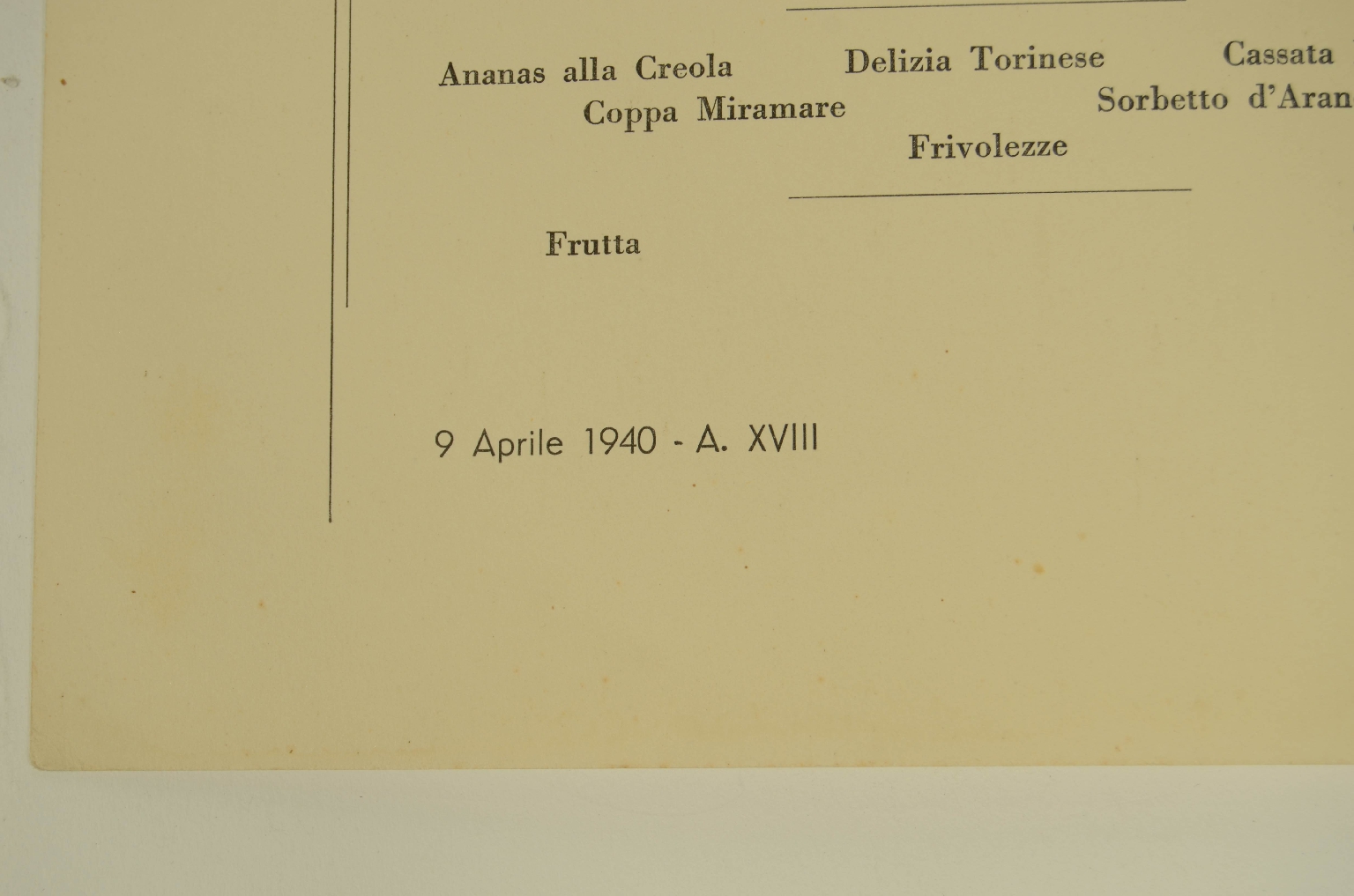 SS REX/R600-Menu for April 1940