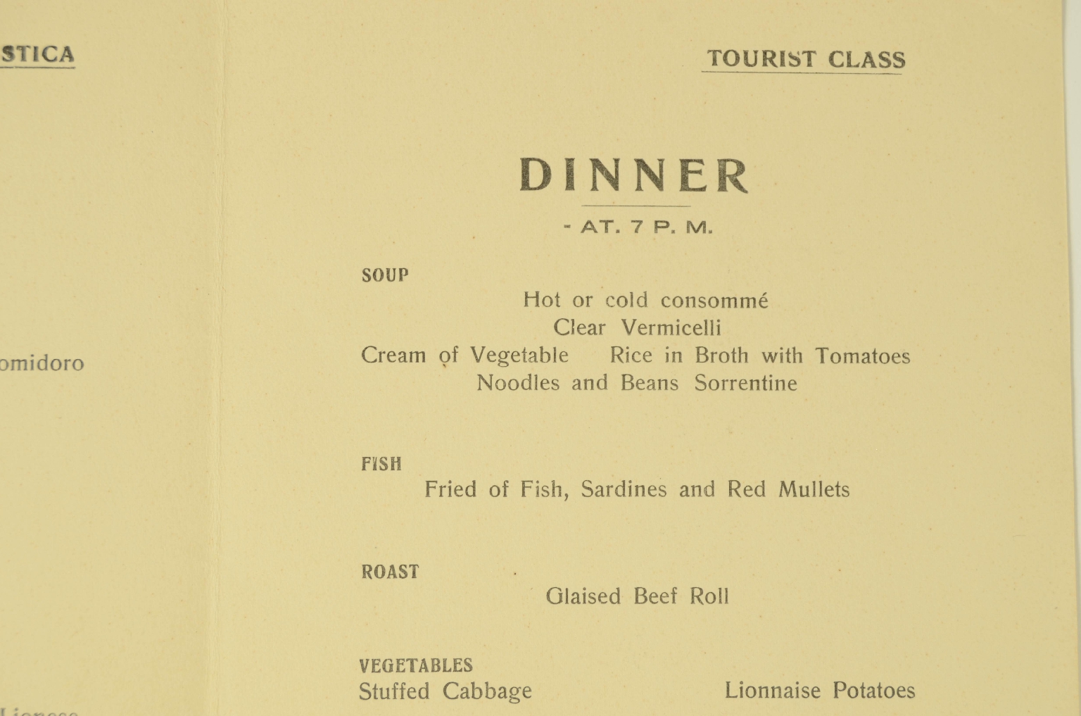 Transatlantico REX/R679-Menu Classe Turistica