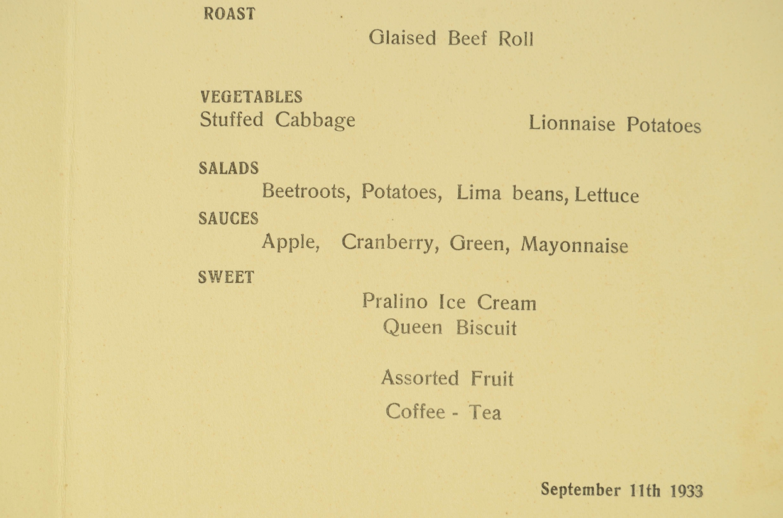 SS REX/R679-Tuorist Class Menu