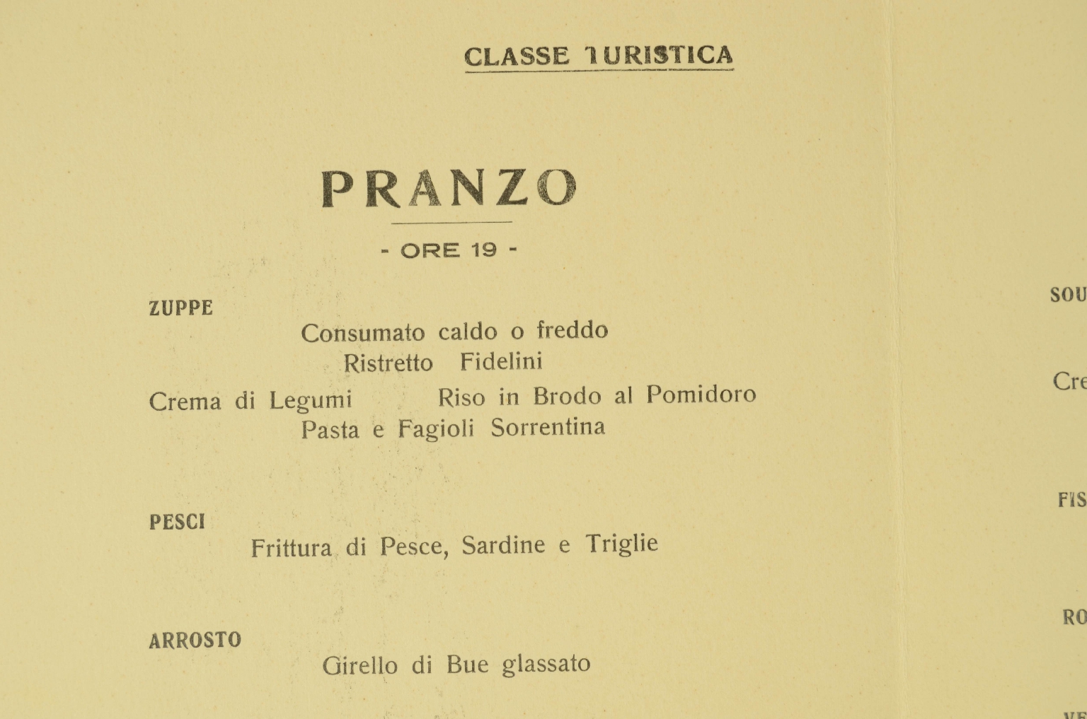 Transatlantico REX/R679-Menu Classe Turistica