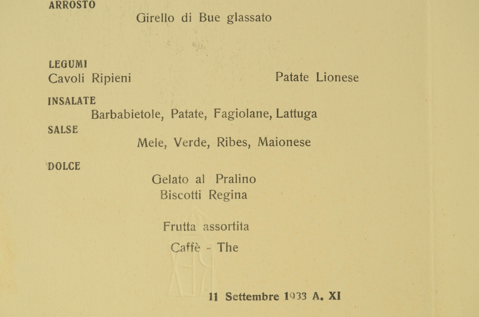 SS REX/R679-Tuorist Class Menu