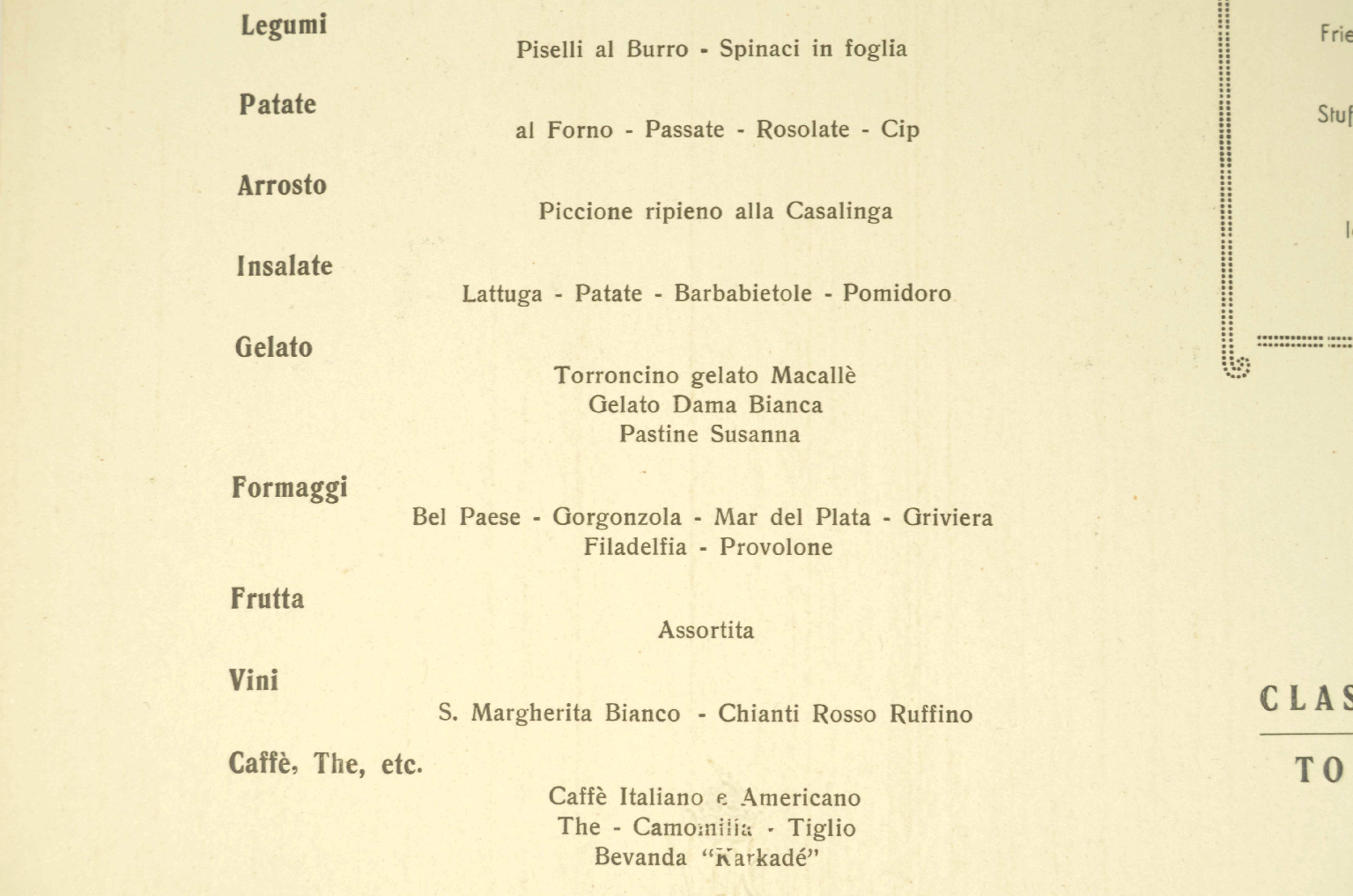 Transatlantico REX/R693-Menu Classe Turistica