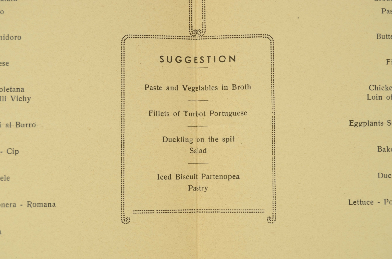 Transatlantico REX/R700-Menu Classe Turistica